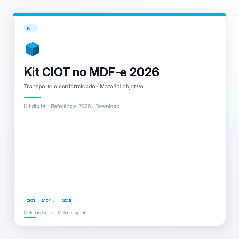 Capa de Kit CIOT no MDF-e 2026